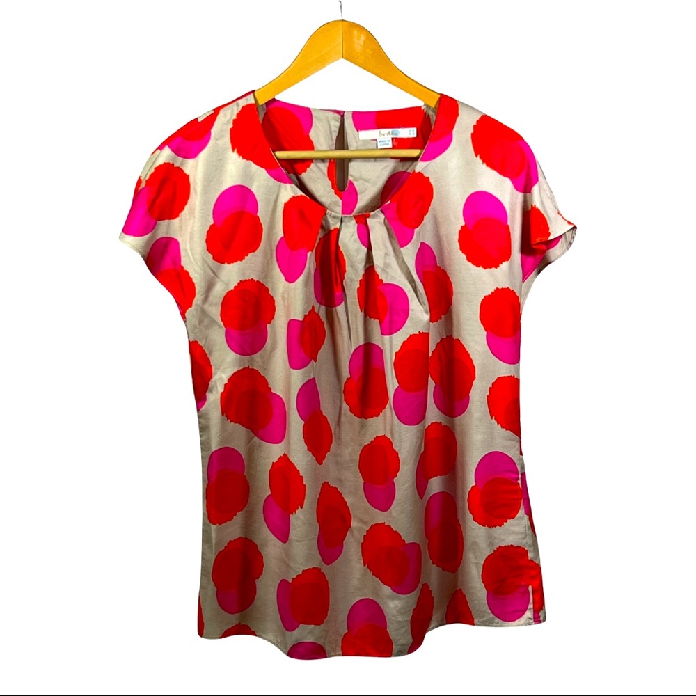 BODEN Women’s Ravello Silk Blend Circle Top Pink/Orange Size 10